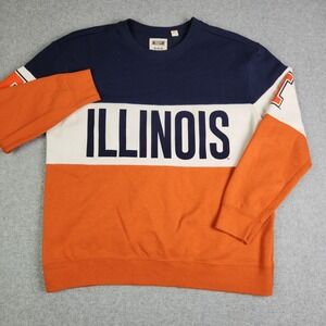 Illinois Fighting Illini Sweatshirt Mens Medium Orange Tailgate Basketball NCAA